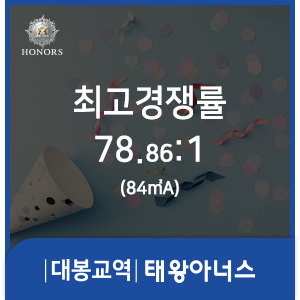 대봉교역 태왕아너스 최고 경쟁률 78.68:1 (84㎡A)